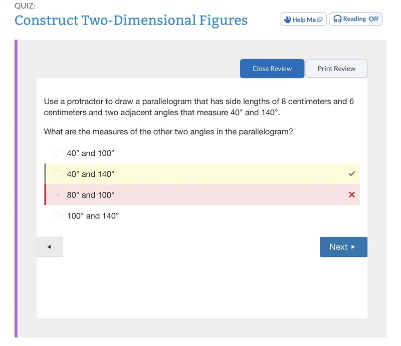 Use a protractor to draw a parallelogram that has side lengths of 8 centimeters and-example-1