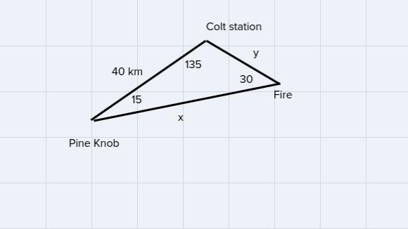 The bearing from the Pine Knob fire tower to the Colt Station fire tower is N 65° E-example-1