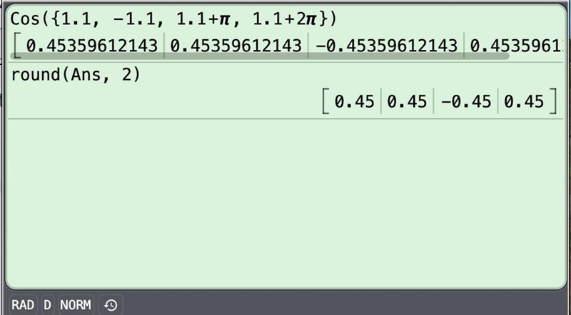 9-34) if cos x = 0.45, then = each of the following could be the value of x, in radians-example-1