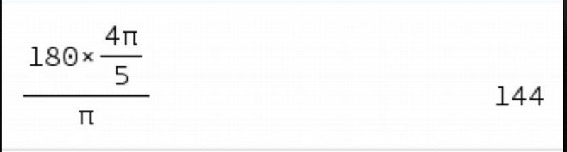 What is the degree form for 4π/5 radians?-example-1