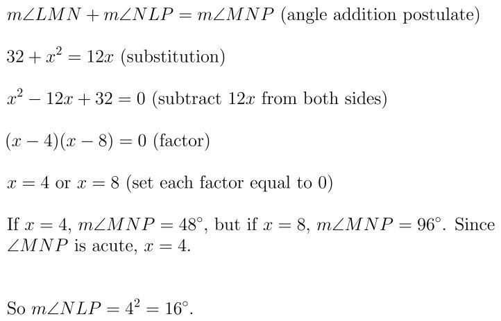 In parallelogram LMNP is shown at the right, m angle MLN=32 degrees, m angle NLP=x-example-1