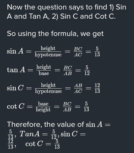 Given the right triangle below, if AB = 12 and BC = 5, find AC.-example-2