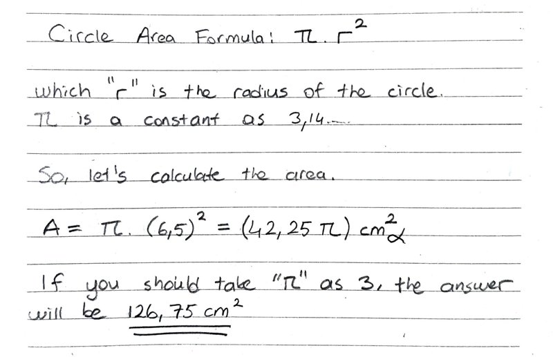 Compute the area of a circle with a radius length of 6.5 centimeter-example-1