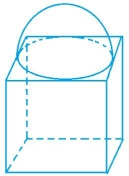 A cube of side 14 cm is surmounted by a hemisphere. What is the greatest diameter-example-1