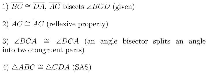 Prove triangle ABC is congruent to triangle CDA-example-1