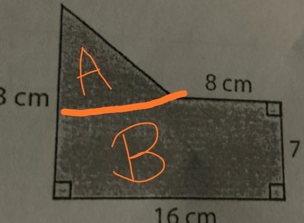 What is the area of the irregular figure below? 8 cm 13 cm 7 cm 16 cm-example-1