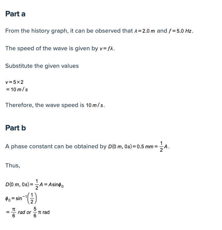 The figure is a snapshot graph at t =0s of a 5.0 Hz wave traveling to the left. a-example-1