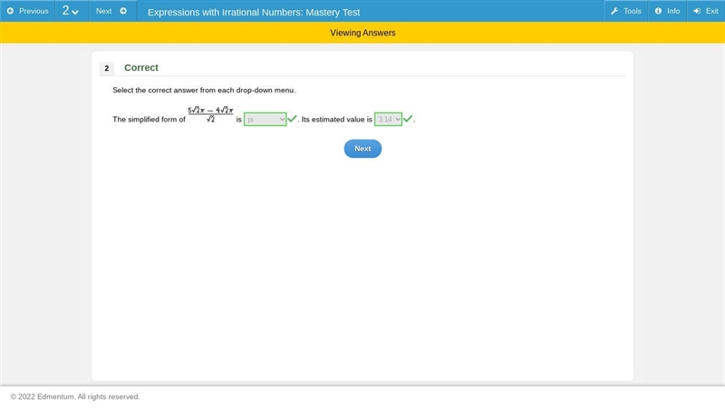 The simplified form of 5√2 - 4√2/ √2 is... its estimated value is..-example-1