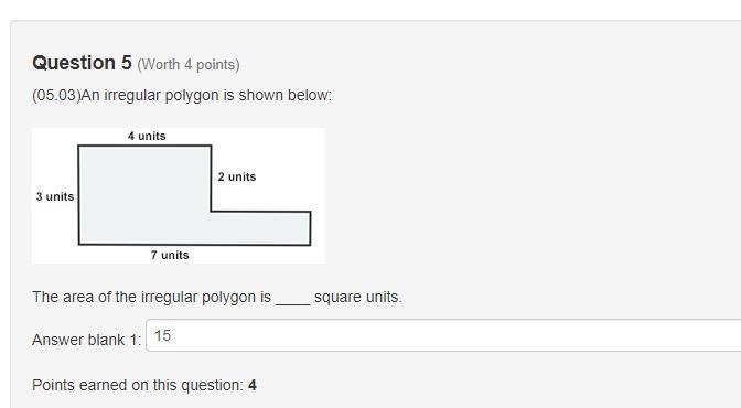 An irregular polygon is shown below: The area of the irregular polygon is ___ square-example-1