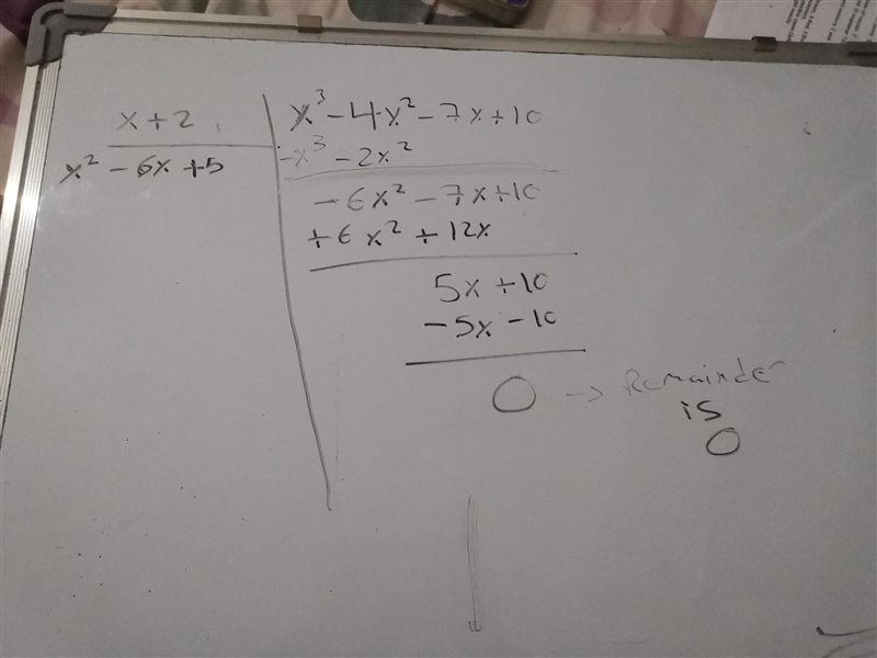 Find the remainder when x3-4x2-7x+10 is divided by x+2-example-1