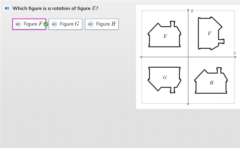 What figure is a rotation of figure E?-example-1