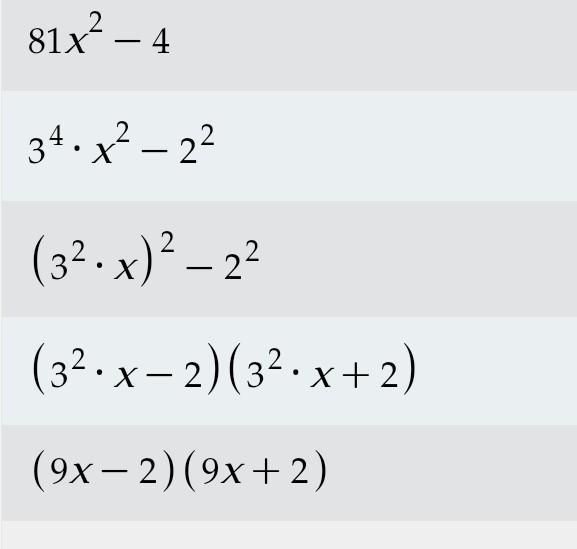 Factor completely 81x^2-4-example-1