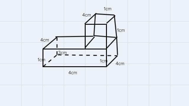 Find the surface area of the above solid.A. 43 cm2B. 58 cm?C. 54 cm?D. 52 cm?-example-1