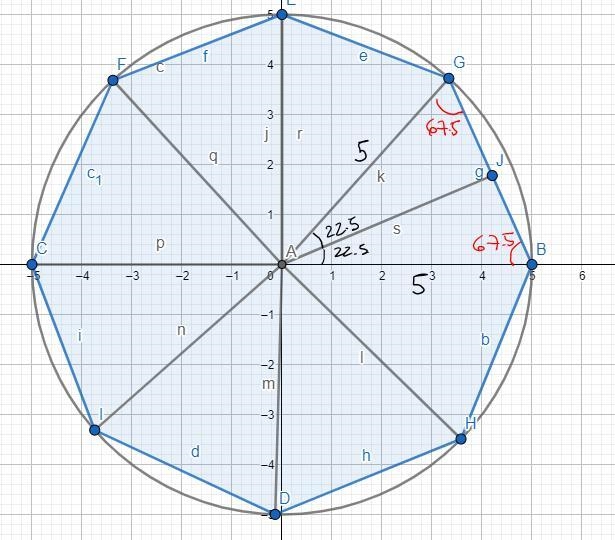 What is the area of a regular octagon inscribed in a circle of radius 5 meters?-example-5