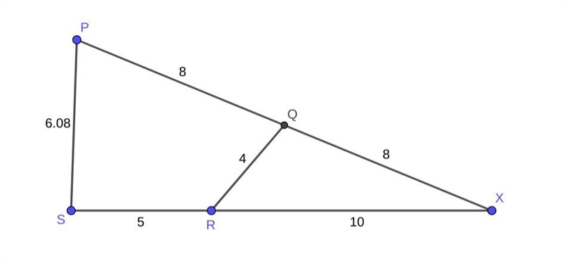 PQRS is a Quadrilateral such that pq=8cm , QR = 4cm and SR=5cm If PQ and SR are Produced-example-1