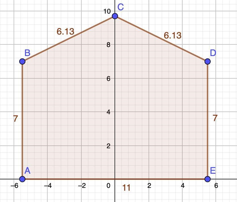 An architect's sketch of plans for the front of a garage in the shape of pentagon-example-1