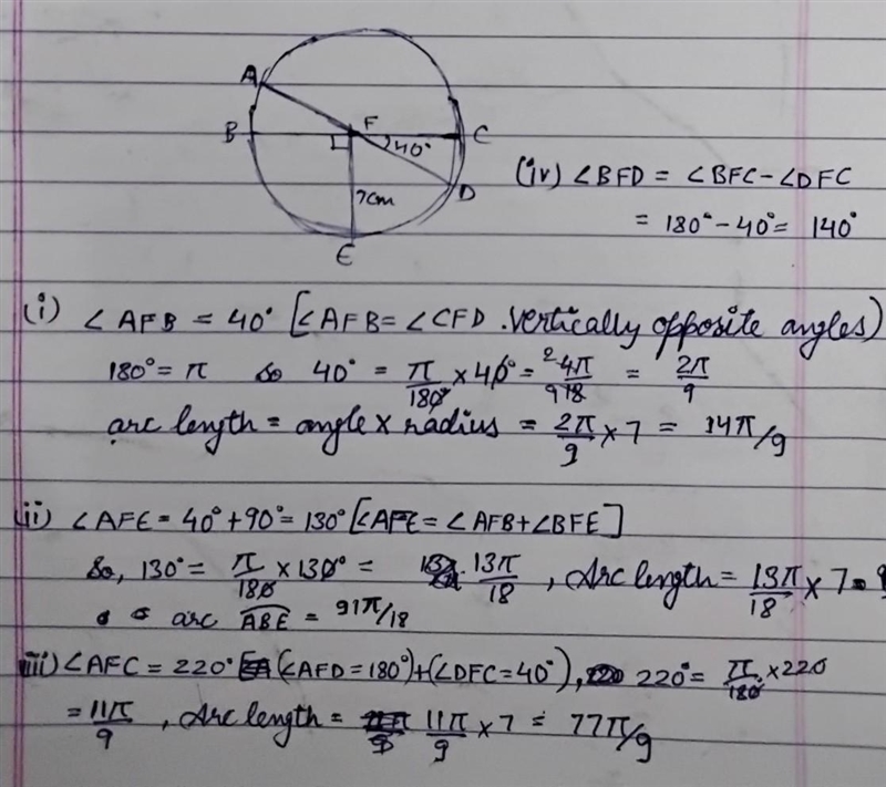 I need help to find the measures and lengths of these arcs-example-1