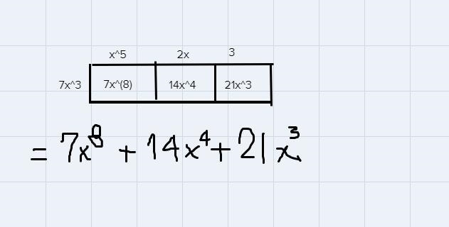 7x³ (x⁵ + 2x + 3) using the generic rectangle-example-1