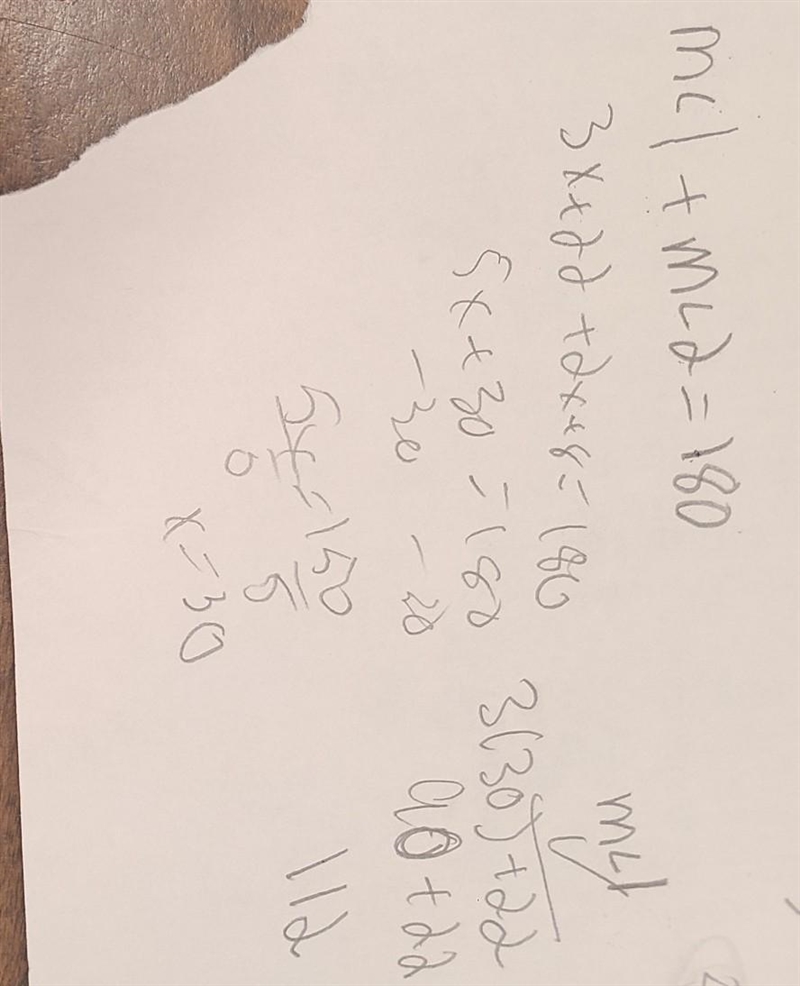 If m∠1=3x+22 and m∠2=2x+8, what is the m∠1?-example-1