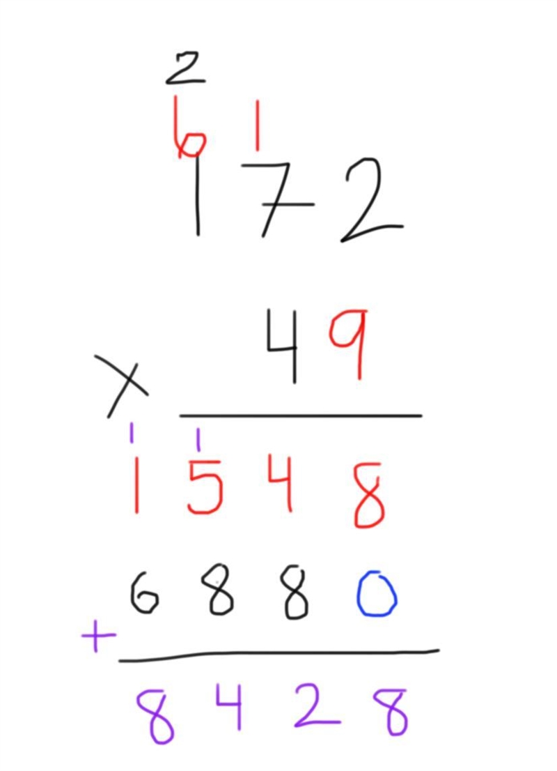 Someone please help 4) Calculate the product: 172 × 49​-example-1