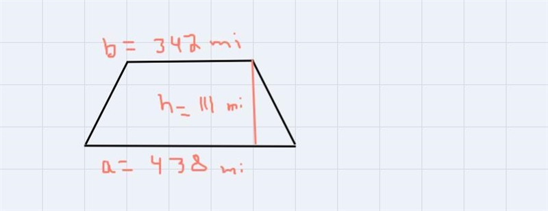 He ordered up Tennessee resembles a trapezoid with bases 342 miles and 438 miles and-example-1