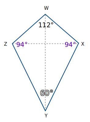 WXYZ is a kite. ∠WXY has a measure of 94° and ∠ZWX has a measure of 112°. Find the-example-1