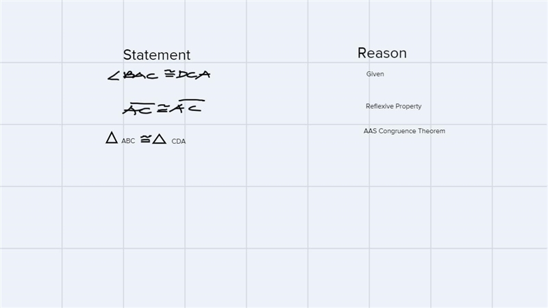 Use the two-column chart to prove the congruent statement. Show your work.Hint: Considering-example-1