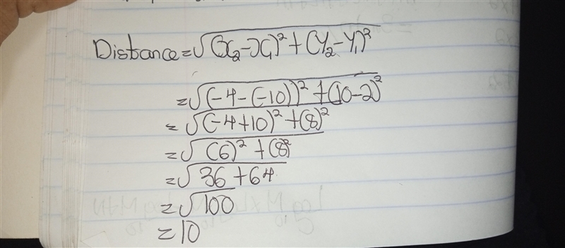 Find the distance between the points (-10, 2) and (-4, 10)-example-1