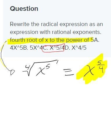 Rewrite the radical expression as an expression with rational exponents. fourth root-example-1