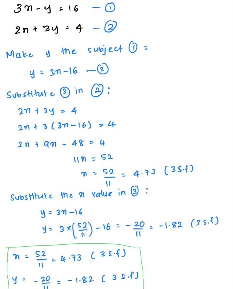 3x-y=6 2x+3y=4 elimination method​-example-1