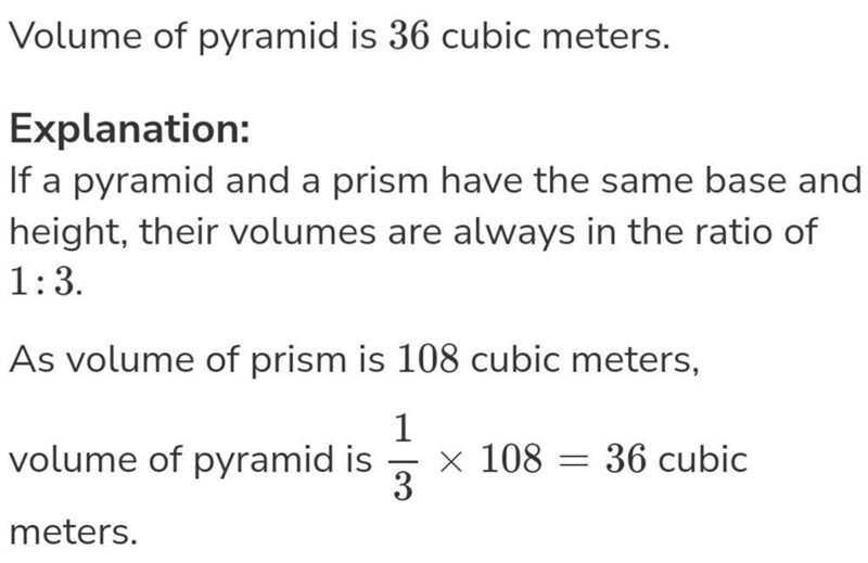 A pyramid has a volume of 22.6 m what is the volume of the prism if both objects if-example-1