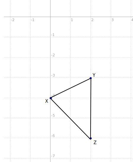 Lydia graphed ΔXYZ at the coordinates X (0, −4), Y (2, −3), and Z (2, −6). She thinks-example-1