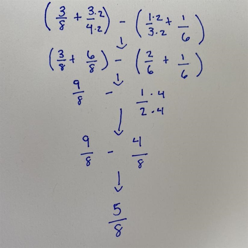 (3/8+3/4)−(1/3+1/6) what is the anwser-example-1