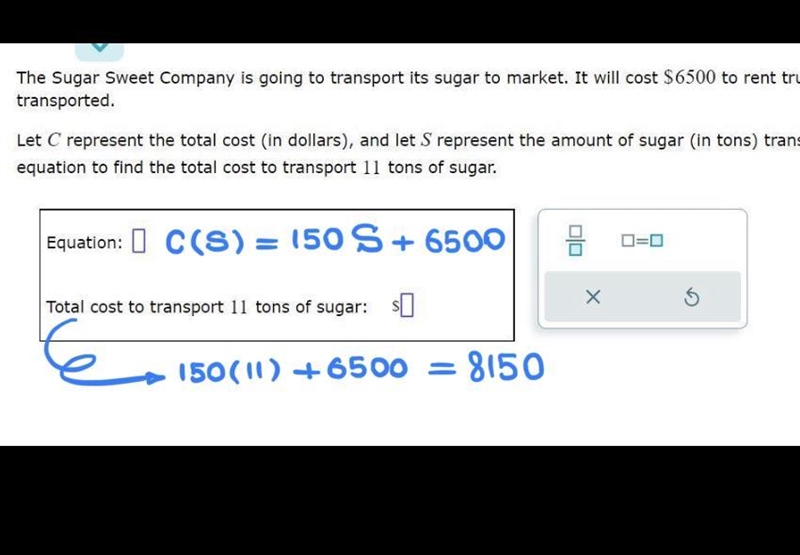 What is the equation and total cost-example-1