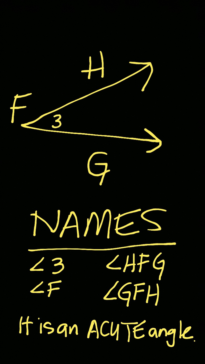 Name each angle in four ways. Then classify the angle as acute, right, obtuse,or straight-example-1