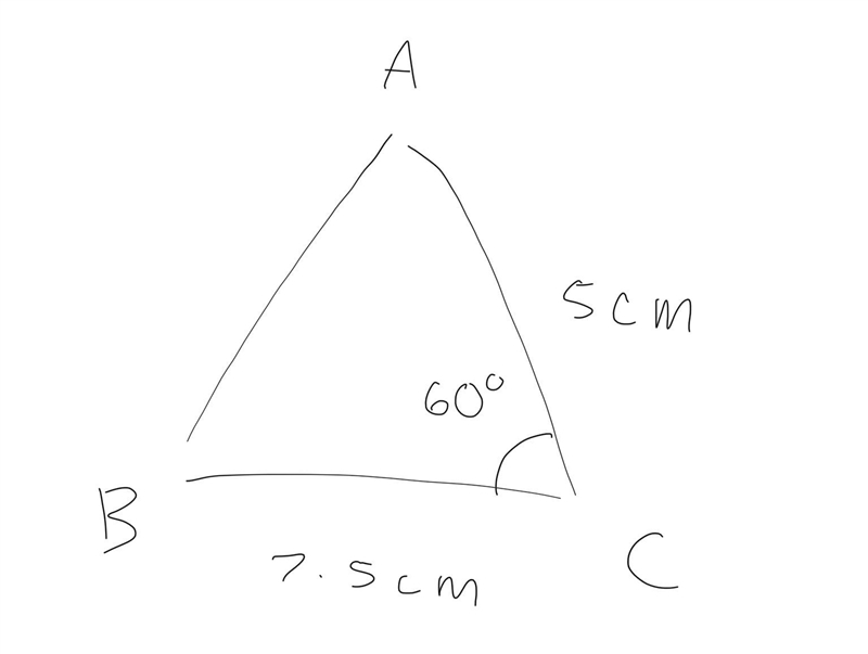 Construct the following with the help of ruler and compass ΔABC with BC = 7.5 cm, AC-example-1