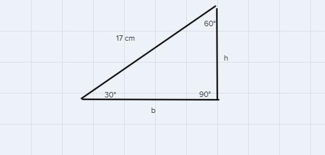 Find the area of a 30-60-90 triangle with a hypotenuse that measures 17 cm.-example-1