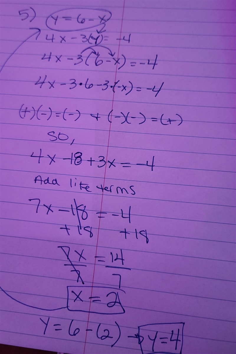 Use substitution to solve each system of equations.-example-2