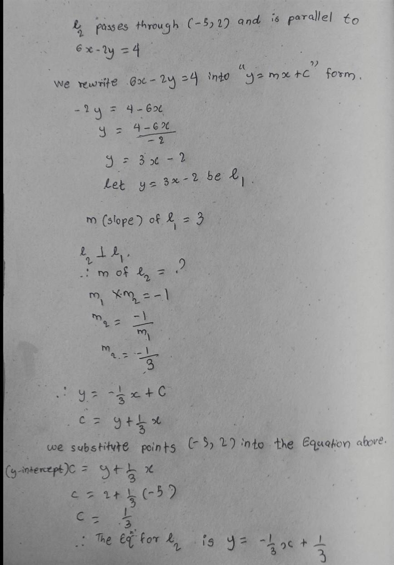 Write an equation of a line that is parallel to 6x-2y=4 and goes through (-5,2)-example-1