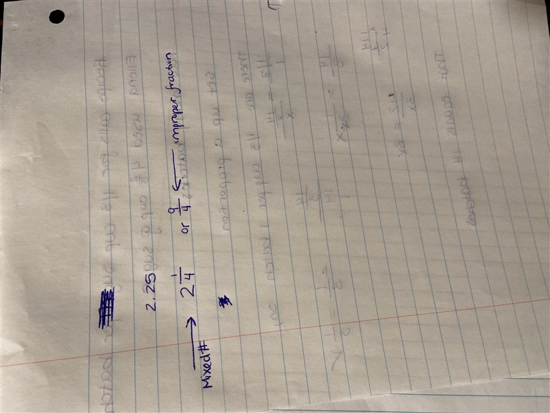 Convert 2.25 to a mixed number and an improper fraction. Write answers in the simplest-example-1