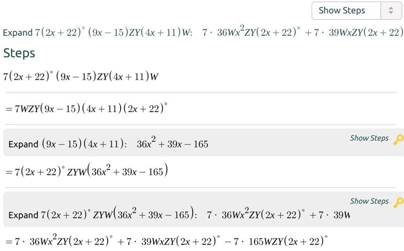 7 Find mzx. X (2x + 22)° (9x – 15) Z Y (4x + 11) W-example-1