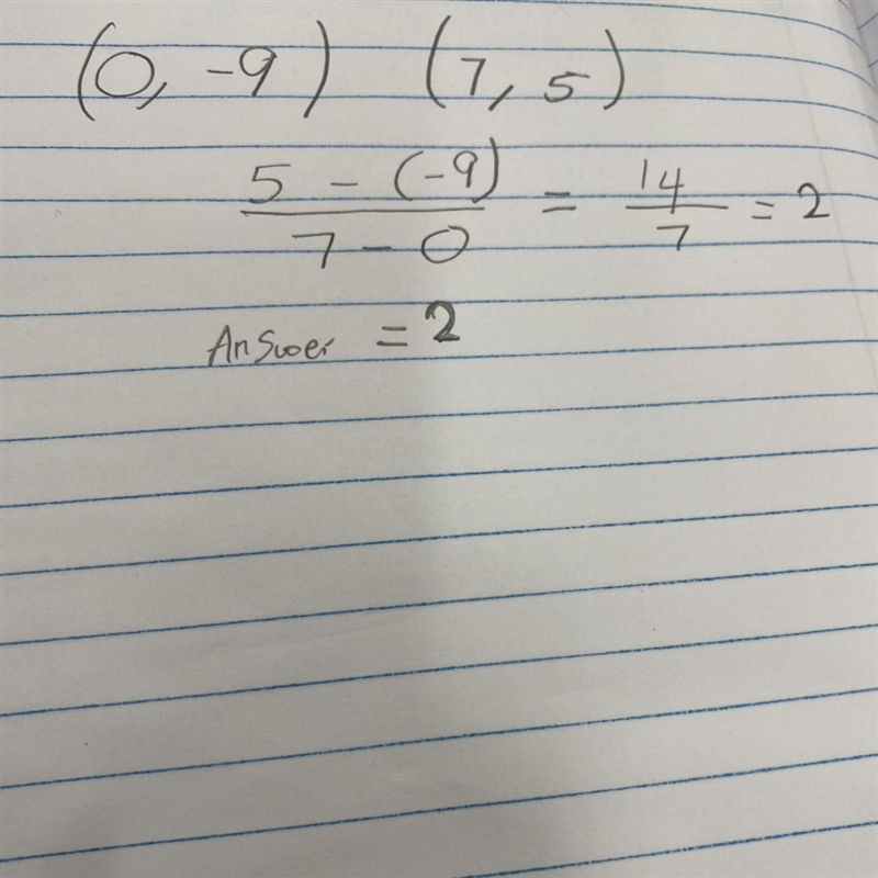 Rate change of (0, -9) and (7, 5)-example-1