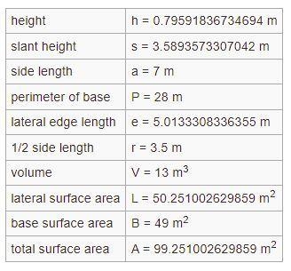 Find the height of a triangular pyramid with a volume of 13 m and a base area of 7 m-example-1