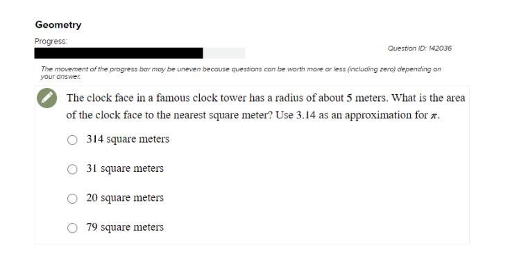 The clock face in a famous clock tower has a radius of about meters. What is the area-example-1