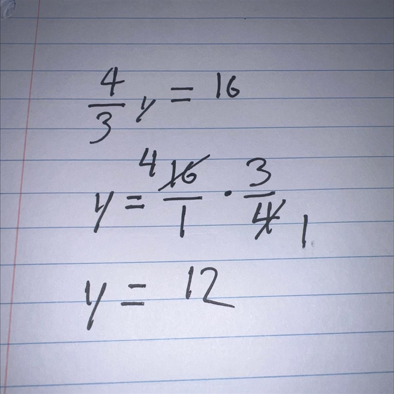 What is 4/3 y= 16 for math 8-example-1