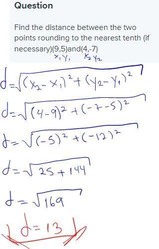 Find the distance between the two points rounding to the nearest tenth (if necessary-example-1