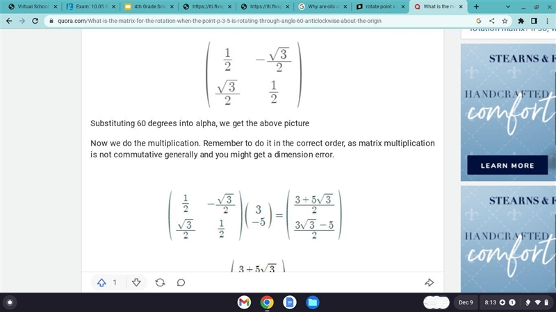 Rotate point x (0,0)) 270 degrees clockwise about the origin then T<3,5>-example-1