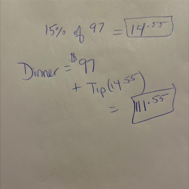 Elwyn's bill for dinner at a restaurant was ​$97. He wants to leave a ​15% tip. How-example-1