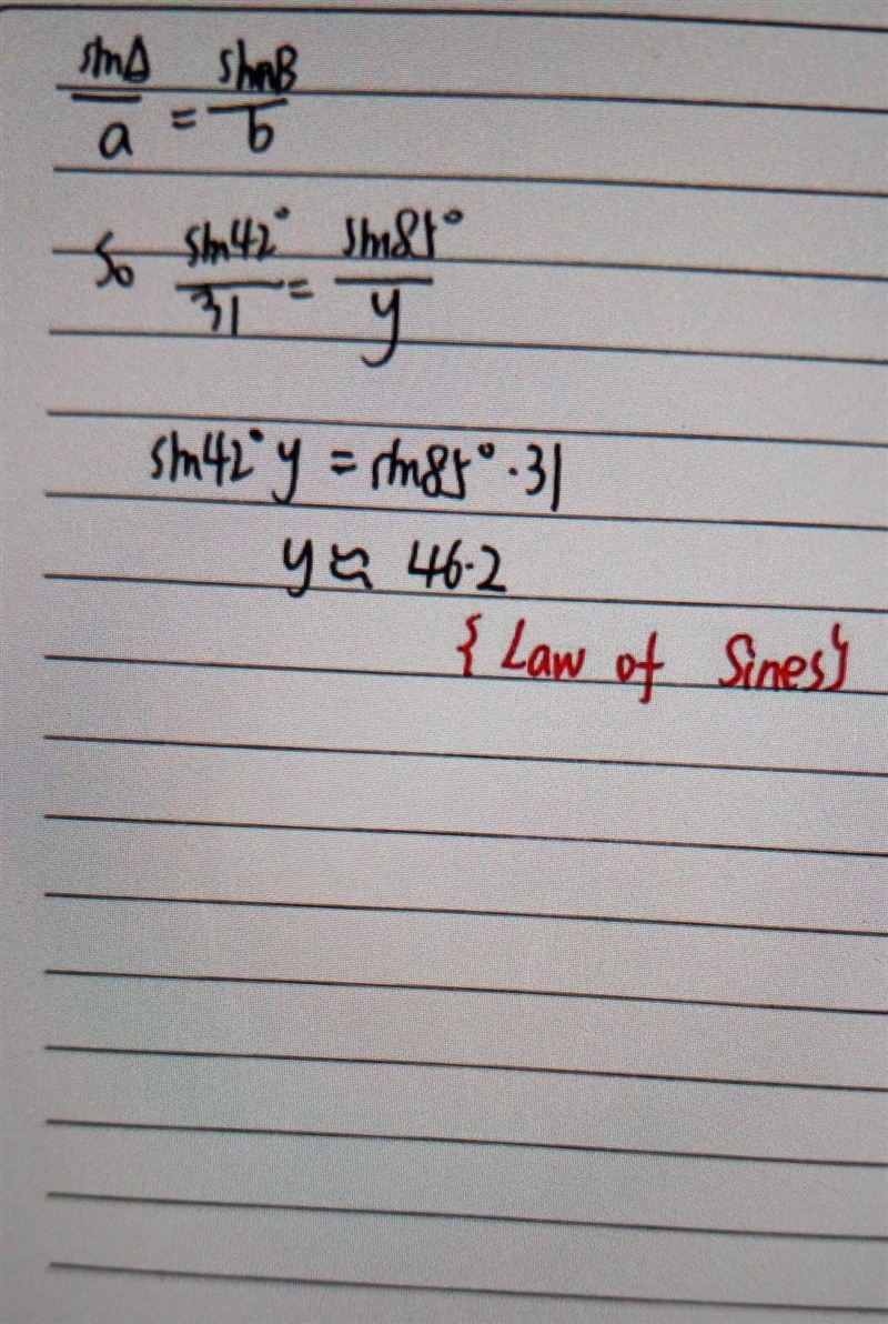 Find the value of y. Round to the nearest tenth. y 42° 859 31 y=[?] Law of Sines: sin-example-1