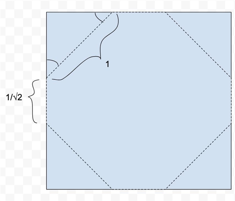 An equiangular octagon has four sides of length $1$ and four sides of length $\frac-example-1